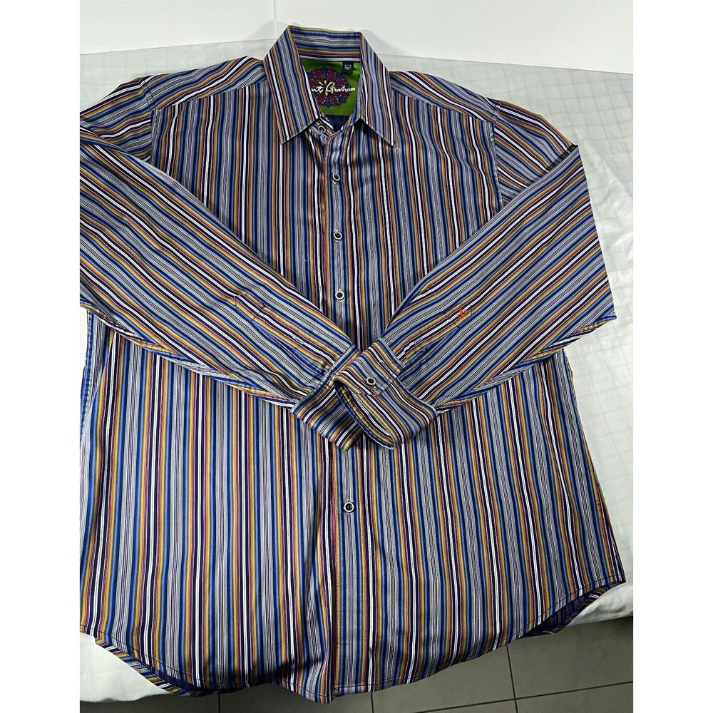 Robert Graham Men’s XL Long Sleeve Striped Button Up Shirt Multicolor Woven